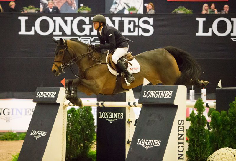 The United States’ Kent Farrington repeats last year’s National Horse Show victory with the win aboard Voyeur in the $250,000 Longines FEI World Cup™ Jumping Lexington. © FEI/Anthony Trollope