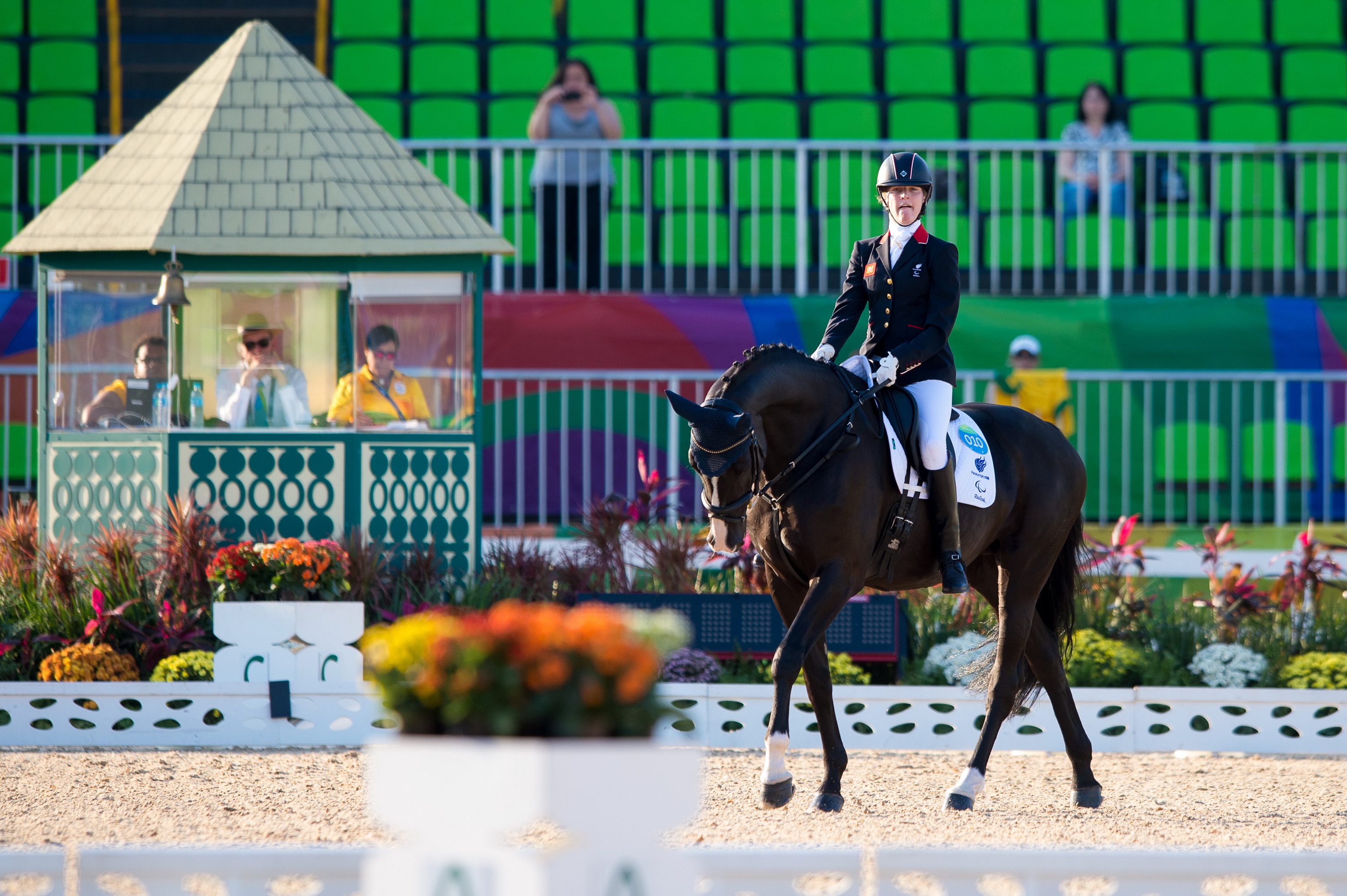 Great Britain’s Sophie Christiansen and Athene Lindebjerg win the grade 1a team test to put Team GBR into the lead at this stage © Jon Stround/FEI