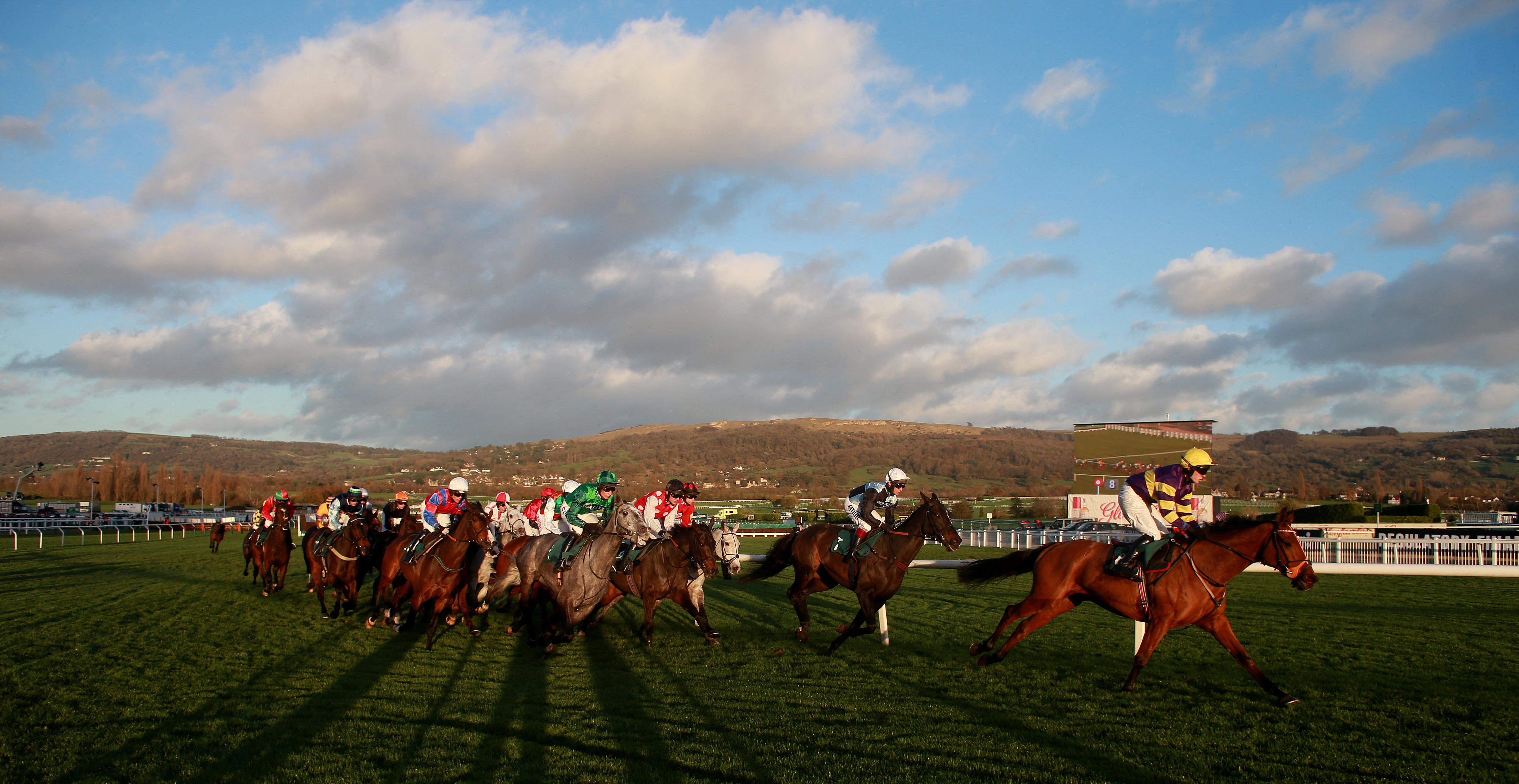 Are They Your Own ridden by Nick Slatter leads the field in the Opus Energy Novices' Handicap Hurdle © David Davies/PA Wire/Cheltenham Racecourse
